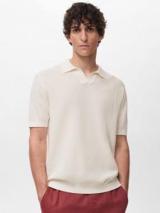 Футболка-поло Fluid Cotton Regular Fit с короткими рукавами Mango, Natural White