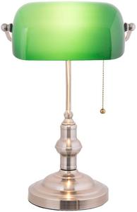 Настольная лампа Clayre & Eef Bankers Lamp 27x17x41 см Зеленый Металл Стекло Clayre&Eef