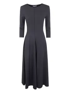 Платье миди с плиссировкой и рукавами четверть DRHOPE, черный