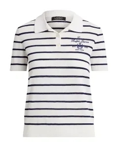 Полосатый поло из смесовой хлопковой ткани Ralph Lauren, белый