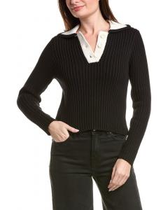 Английский заводской свитер-поло с цветными блоками English Factory, черный