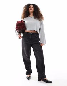Свободные джинсы mom с высокой посадкой ASOS DESIGN Curve черного цвета ASOS Curve