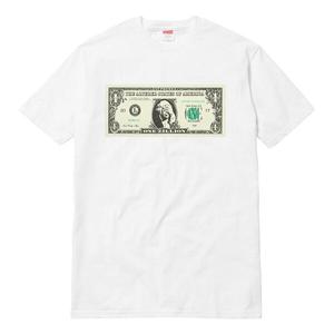 Футболка fw17 dollar tee white printing short sleeve Supreme, белый