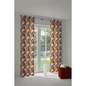 Штора Jungle с люверсами, 1 шт., из 100% органического хлопка Adam, Grün/dunkelrot/rosa