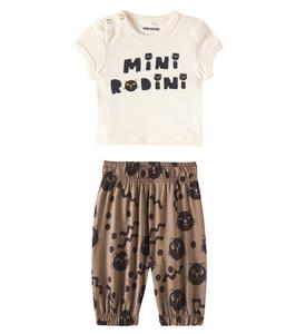 Комплект из футболки и спортивных штанов Baby Mini Rodini Cats Mini Rodini, белый