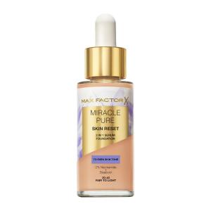 Питательная тональная основа с сывороткой Max Factor Miracle Pure 2 в 1 Skin Reset с веганской формулой, обогащенная ниацинамидом и бисабололом №. 30-40 Светлый к Светлому, 30 мл