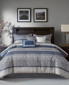 Комплект постельного белья Rhapsody Jacquard из 7 предметов, размер California King Madison Park, темно-синий