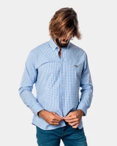 Мужская рубашка прямого кроя из поплина в мелкую клетку голубого цвета, коллекция Bandera Spagnolo, светло-голубой
