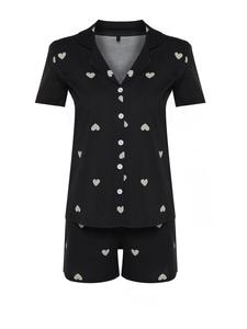 Короткий пижамный комплект Trendyol, Black