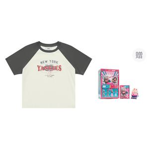 MLB Футболка с регланными рукавами New York Yankees SS25 в стиле преппи женская cream