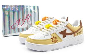 XTEP Кроссовки Air Force One с низким верхом для скейтборда, устойчивые к скольжению, мужские, желто-коричневые, белые