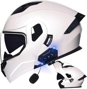 Шлем мотоциклетный AAREG Bluetooth с двойным козырьком, белый