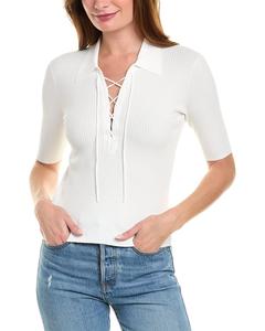 Свитер-поло FRAME из денима со шнуровкой FRAME Denim, белый