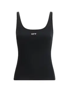 Топ-майка в рубчик Off-White, черный