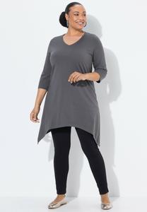 Топ Ulla Popken POINTED HEM EMPIRE, Graphite Grey/Grey