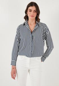 Блузка на пуговицах LELA, темно-синий