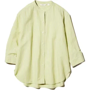 UNIQLO Рубашка Women's Light Green Stand Collar