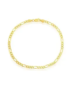 Браслет Фигаро из стерлингового серебра 3,5 мм, позолоченный Simona, gold