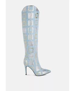 Клетчатые сапоги Sharmin с пайетками до колена London Rag, синий