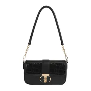 NOMK Маленькая квадратная женская сумка через плечо розовая черная белая, Black Double D Buckle