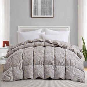 Всесезонное одеяло Unikome с гусиным пером и пухом — пуховое одеяло с винтажным узором пейсли, бежевый