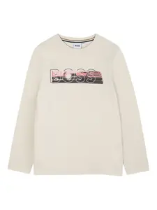 Топ с длинными рукавами и логотипом BOSS Kidswear, нейтральный