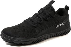 Мужские походные кроссовки для ходьбы, дышащие вязаные кроссовки для трейлового бега, велоспорта и повседневной носки, с противоскользящей подошвой и поддержкой свода стопы - легкие спортивные кроссовки для мужчин Qacksv, черный