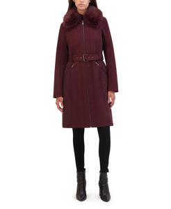 Женское пальто из софтшелла с поясом Kenneth Cole Reaction, Burgundy