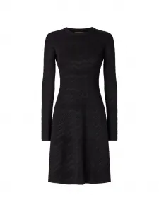 Мини-платье с длинными рукавами и узором «елочка» Missoni, черный