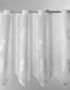 Шторы Kranzusch, шторы для кафе, жаккардовый цветочный узор, 60x36 см (В/Ш), белые, шторы для бистро, кухонные шторы, 1 упаковка Gardinen Kranzusch