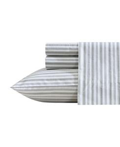 Комплект постельного белья из хлопкового перкаля, 4 предмета, размер King Nautica, Coleridge Stripe Green