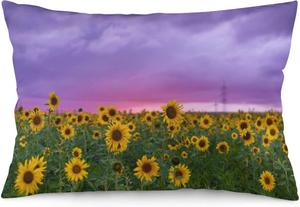 MaSiledy Декоративная наволочка Rustic Sunflower Field с желтыми подсолнухами и зелеными листьями Pattern-10