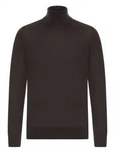 Свитер с воротником-гольф и ребристым подолом Zegna, коричневый