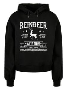 Пуловер F4NT4STIC Oversized Hoody Reindeer Aviation Retro Weihnachten Sign, черный