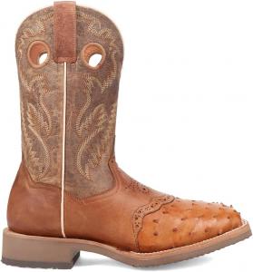 Мужские ботинки Dan Post Martel из страуса с вышивкой, квадратный носок, сапоги до середины голени - коричневые