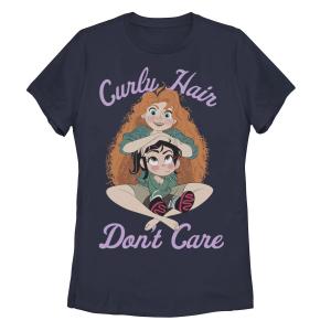 Детская футболка Disney's Wreck It Ralph 2 Vanellope and Merida с изображением Curly Hair Don't Care Licensed Character, темно-синий
