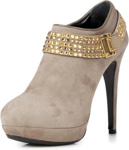 Женские стильные ботильоны на платформе YDN с круглым закрытым носком, молниями, стразами, шпилькой, высоким каблуком, для выпускного и повседневной носки, размеры 4-15 US, Tan