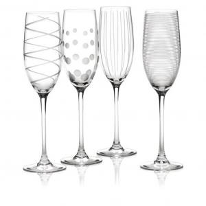 Набор из 4 бокалов для шампанского CHEERS CRYSTAL объемом 250 мл с рисунком Creative Tops, прозрачный