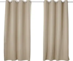 Плотные шторы с люверсами, тепловые шторы, защита от холода, комплект из 2 шт., теплоизоляционные шторы, плотность 250 г/м², песочный цвет, 135 x 225 см WOLTU