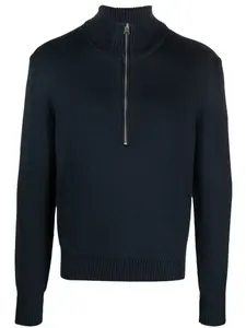 Джемпер из смеси шерсти и шелка с воротником на молнии TOM FORD, синий