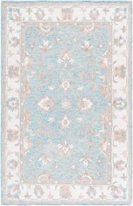 SAFAVIEH Heritage Collection ковер, 183 x 183 см, Light Blue & Ivory, ручной работы шерсть, идеально для гостиной, спальни, столовой (HG125M)