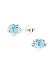 Alexander York Серьги-гвоздики из белого перламутрового кристалла в оправе из серебра 925 пробы, комплект из 2 штук