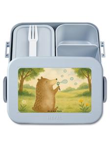 Mr. & Mrs. Panda Ланчбокс в форме медведя с рисунком мыльных пузырей, без надписи, пастельно-голубого цвета