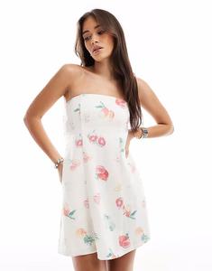 Мини-платье-бандо Hollister из льняной смеси с фруктовым принтом