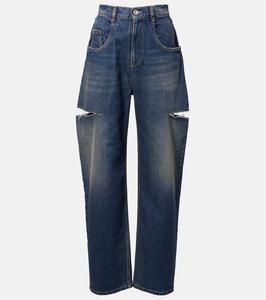 Джинсы с эффектом потертости и клеш Maison Margiela, Washed Indigo