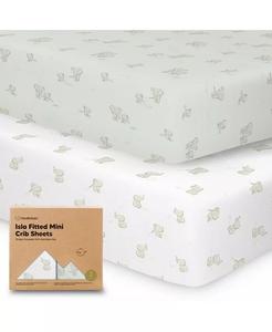Комплект из 2 мини-простыней для кроватки, комплект простыней Pack and Play, пакет N игровых простыней, органический чехол для простыни для кроватки KeaBabies, мультиколор