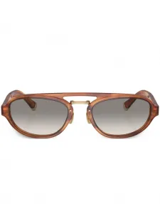 Солнцезащитные очки в овальной оправе Brunello Cucinelli, коричневый