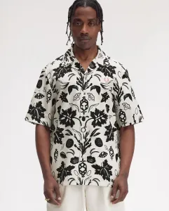 Мужская рубашка с коротким рукавом и цветочным принтом Fred Perry, белый/черный