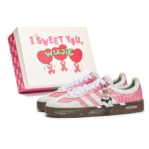 Adidas Neo Кроссовки для скейтбординга VL Court Lifestyle Wu World, Box, Heart Shock Absorbers с низким верхом, унисекс, розово-коричневые