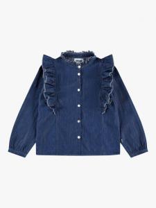Детская рубашка Raphaella с манжетами и рюшами из денима Molo, Washed Blue